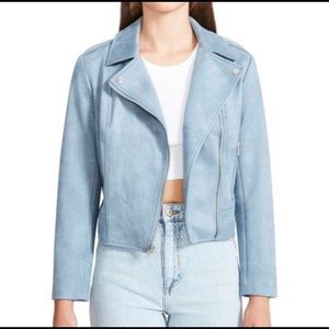 Vegan Suede Moto Jacket Hazy Blue S